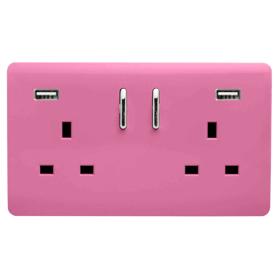 ART-SKT213USB31AAPK  2 Gang 13Amp Short S/W Double Socket With 2x3.1Mah USB Pink